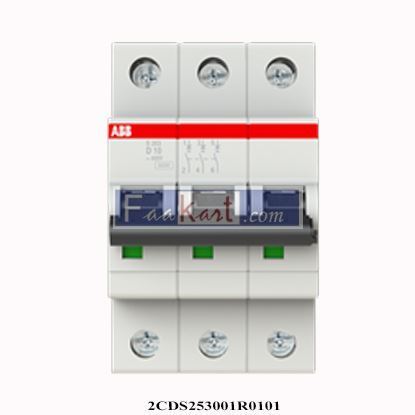 Picture of 2CDS253001R0101  ABB  S203-D10 Miniature Circuit Breaker - 3P - D - 10 A