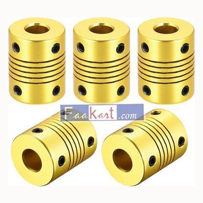 Picture of 5 Pcs 8mm to 8mm Aluminum Alloy Shaft Coupling Flexible Coupler    uxcell