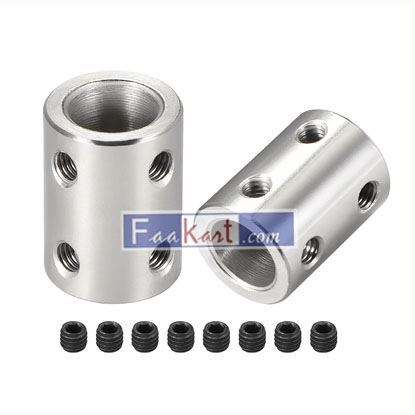 Picture of Shaft Coupling 10mm to 10mm L22xD16 Robot Motor Wheel Rigid Coupler Connector Silver Tone 2 PCS   Unique Bargains