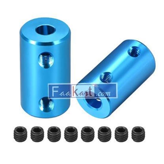 Picture of Shaft Coupling 5mm to 6mm Bore L25xD14 Robot Motor Wheel Rigid Coupler Connector Blue   Unique Bargains