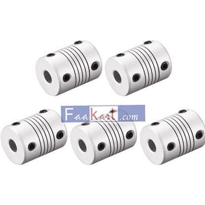 Picture of 8mm to 8mm Aluminum Alloy Shaft Coupling Flexible Coupler Motor Connector Joint L25xD19 5pcs  Uxcell