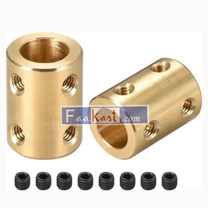 Picture of a18121800ux0749   uxcell   8mm to 10mm Bore Rigid Coupling Set Screw L22XD16 Copper