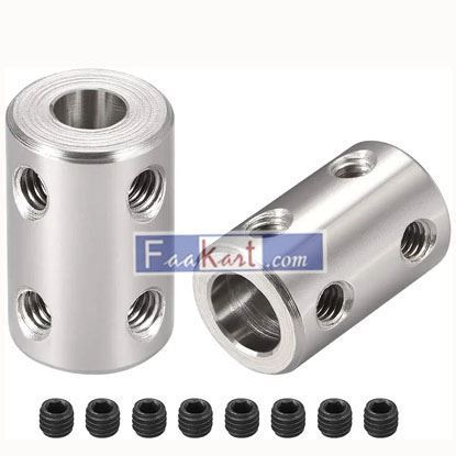Picture of uxcell 6mm to 8mm Bore Rigid Coupling Set Screw L22XD14 Stainless Steel,Shaft Coupler Connector,Motor Accessories,2pcs
