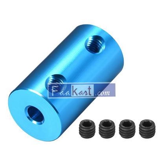 Picture of Shaft Coupling 4mm to 4mm L25xD14 Rigid Stepper Motor Wheel Coupler Connect Blue   Unique Bargains