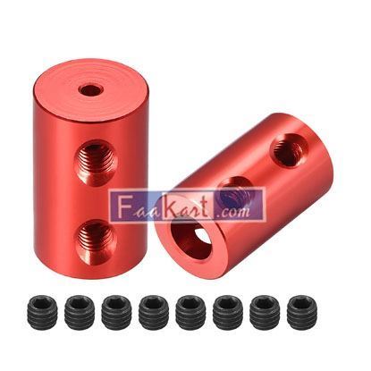 Picture of Shaft Coupling 2mm to 6mm Bore L20xD12 Robot Motor Wheel Rigid Flexible Coupler Connector Red   Unique Bargains