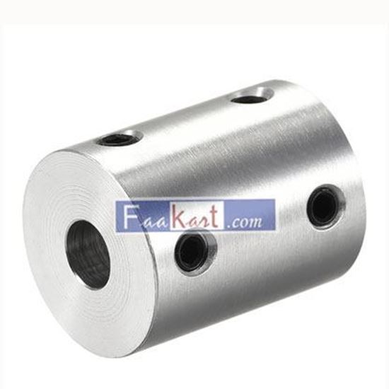 Picture of 6.35mm to 6.35mm Bore Rigid Coupling 25mm Length 20mm Diameter Aluminum Alloy Shaft Connector Coupler Silver    Unique Bargains