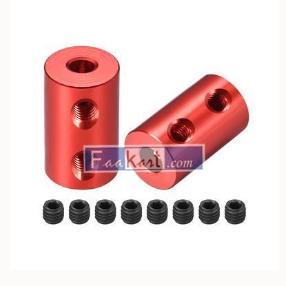 Picture of Shaft Coupling 4mm to 5mm Bore L20xD12 Robot Motor Wheel Rigid Flexible Coupler Connector Red   Unique Bargains