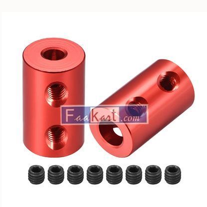 Picture of Shaft Coupling 4mm to 6mm Bore L20xD12 Robot Motor Wheel Rigid Flexible Coupler Connector Red   Unique Bargains