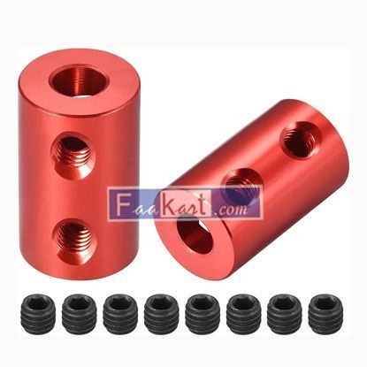 Picture of a18121800ux0724   uxcell   5mm to 5mm Bore Rigid Coupling Set Screw L20XD12 Aluminum Alloy,Shaft Coupler Connector,Motor Accessories,Red