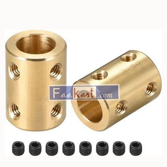 Picture of a18121800ux0749  uxcell  8mm to 10mm Bore Rigid Coupling Set Screw L22XD16 Copper,Shaft Coupler Connector,Motor Accessories