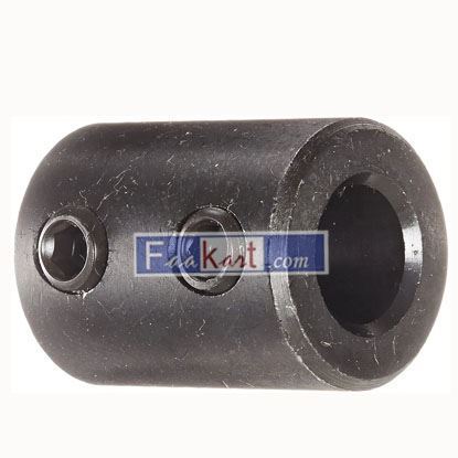 Picture of RC-037   Part RC-037 Mild Steel, Black Oxide Plating Rigid Coupling, 3/8 inch bore, 3/4 inch OD, 1 inch Length, 1/4-20 x 3/16 Set Screw   Climax Metals
