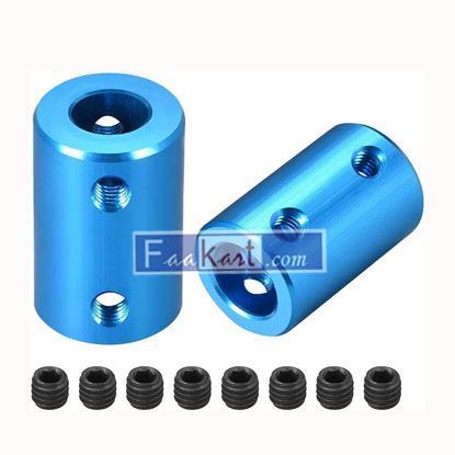 Picture of a18121800ux0689  uxcell   8mm to 10mm Bore Rigid Coupling Set Screw L25XD16 Aluminum Alloy,Shaft Coupler Connector,Motor Accessories,Blue
