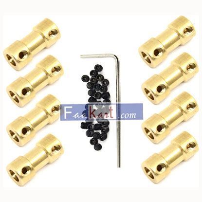Picture of 8pcs 4mm to 5mm Brass Shaft Coupling Joint Connector with Screws for Small Motor ( 4mm to 5mm )   Befennybay