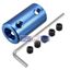 Picture of a15113000ux1176  uxcell   8mm to 8mm Bore Rigid Coupling Set Screw L25XD14 Aluminum Alloy,Shaft Coupler Connector,Motor Accessories,Blue w Wrench