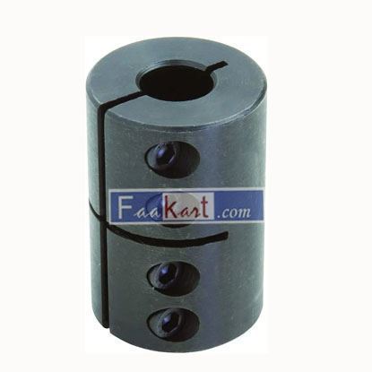 Picture of Climax Part CC-050-037 Mild Steel, Black Oxide Plating Clamping Coupling, 1/2 inch X 3/8 inch bore, 1 1/4 inch OD, 1 7/8 inch Length, 8-32 x 1/2 Set Screw   Climax Metals