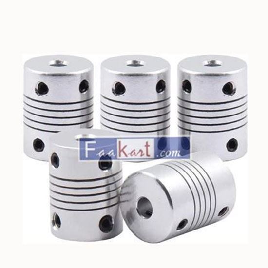 Picture of 631105456159  Saiper   Flexible Couplings 5mm to 5mm ( 5pcs ) Aluminum Alloy Joint Connector Compatible with NEMA 17 Stepper Motors, RepRap 3D Printer or CNC Machine, 3D Printer Accessories