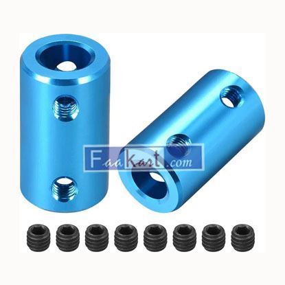 Picture of uxcell 8mm to 8mm Bore Rigid Coupling Set Screw L25XD14 Aluminum Alloy,Shaft Coupler Connector,Motor Accessories,Blue,2pc