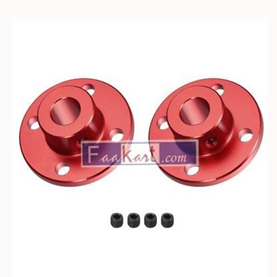 Picture of DMiotech 2 Pack 8mm Inner Dia H13xD10 Flange Coupling Connector Rigid Guide Shaft Support Coupler Shaft Coupling with Screws for DIY RC Model Motors Red