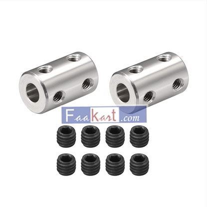Picture of DMiotech 2 Pack 6-6mm Bore L22XD14 Rigid Coupling Shaft Coupling Joint Connector w Screws Stainless Steel Motor Shaft Extension Connector for 3D Printer