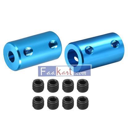Picture of DMiotech 2 Pack 5-8mm Bore L25XD14 Rigid Coupling Shaft Coupling Joint Connector w Screws Aluminum Alloy Motor Shaft Connector for 3D Printer Blue