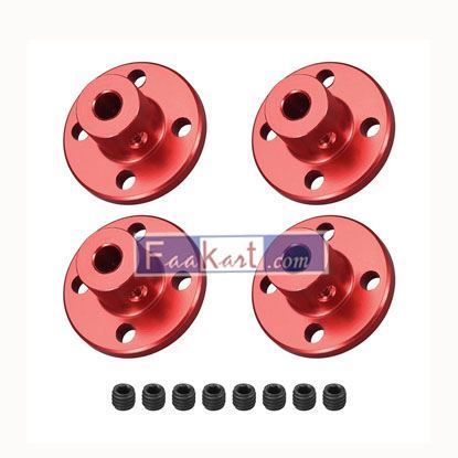 Picture of DMiotech 4 Pack 4mm Inner Dia H13xD10 Flange Coupling Connector Rigid Guide Shaft Support Coupler Shaft Coupling with Screws for DIY RC Model Motors Red