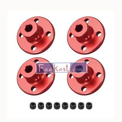 Picture of DMiotech 4 Pack 4mm Inner Dia H13xD10 Flange Coupling Connector Rigid Guide Shaft Support Coupler Shaft Coupling with Screws for DIY RC Model Motors Red