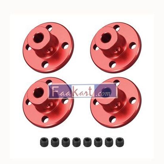 Picture of DMiotech 4 Pack 4mm Inner Dia H13xD10 Flange Coupling Connector Rigid Guide Shaft Support Coupler Shaft Coupling with Screws for DIY RC Model Motors Red