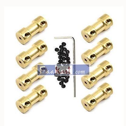 Picture of Befenybay  8 Pcs 2mm to 2mm Brass Connector Copper DIY Motor Flexible Shaft Coupling