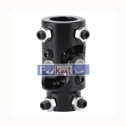 Picture of Steering U Joint Shaft Coupling Universal Steering Shaft Steering Joint 3/4in Steering Shaft U Joint Stainless Steel Wear Resisitant Durable Black Universal  LHCER