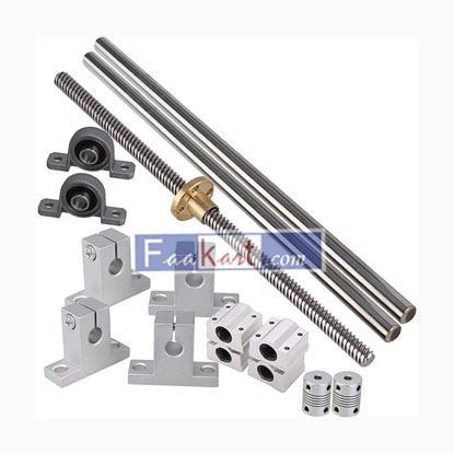 Picture of Industrial Combination,Ideaker 200mm Horizontal Optical Axis & 8mm Lead Screw Dual Rail Shaft Support Pillow Block Bearings & Flexible Shaft Coupling Set of 15  Ideaker