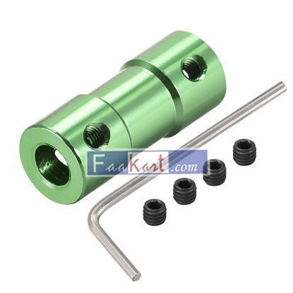 Picture of 3mm to 5mm Bore Rigid Coupling 25mm Length 10mm Diameter Aluminum Alloy Shaft Couplers Connector Green 4pcs   Unique Bargains