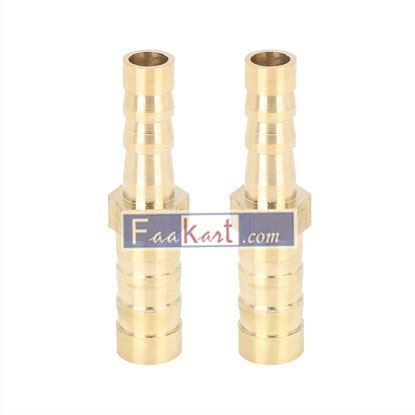 Picture of 2 Pcs 8mm to 6mm Brass Barb Hose Fitting Straight Connector Adaptor for Car Auto  Unique Bargains