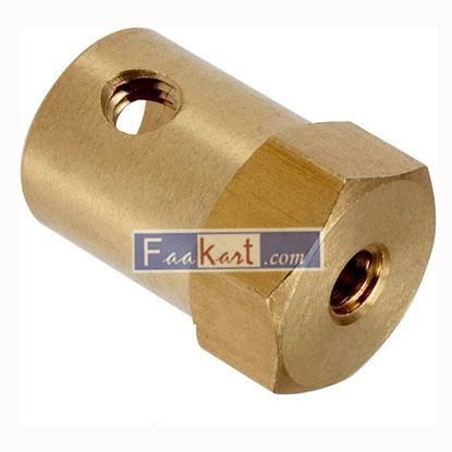 Picture of 2/3/3.17/4/5/6/7/8mm Hexagonal Brass Shaft Coupling Motor Transmission Connector with Screws Wrench Model Car Wheels Tires Shaft 1Pcs (Size : 6mm)   SHARRB