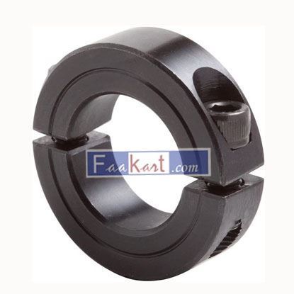 Picture of Climax Metal  2C-075 Steel Two-Piece Clamping Collar, Black Oxide Plating, 3/4" Bore Size, 1-1/2" OD, With 1/4-28 x 5/8 Set Screw