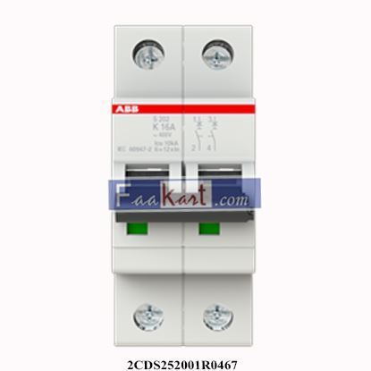 Picture of 2CDS252001R0467  ABB  S202-K16  Miniature Circuit Breaker - 2P - K - 16 A