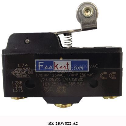 Picture of BZ-2RW822-A2  Honeywell  Microswitch, Standard, Roller Lever, SPDT, Screw