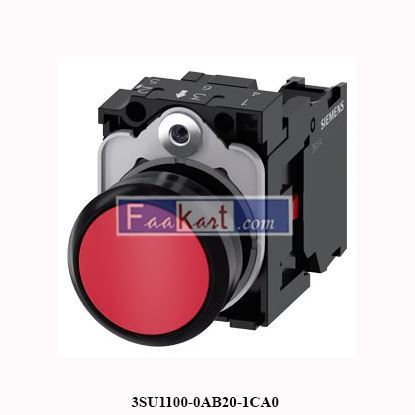 Picture of 3SU1100-0AB20-1CA0 Siemens Pushbutton, 22 mm, round, plastic, red
