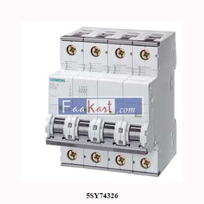 Picture of 5SY7432-6 SIEMENS Miniature circuit breaker 400 V 15kA, 4-pole, B, 32 A, D=70 mm