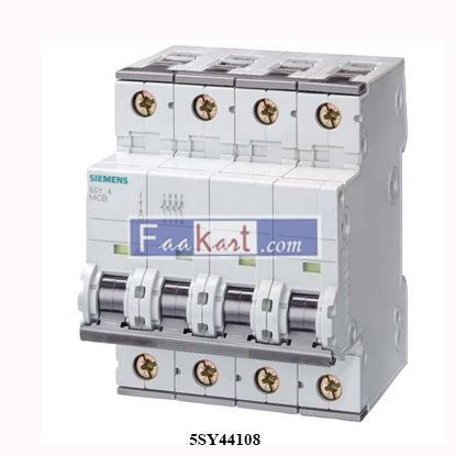 Picture of 5SY4410-8 SIEMENS Miniature circuit breaker 400 V 10kA, 4-pole, D, 10A, D=70 mm