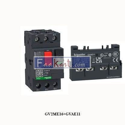 Picture of GV2ME16+GVAE11  SCHNEIDER   MOTOR CIRCUIT BREAKER 9-14A WITH AUX. CONTACT BLOCK (SELF CLEANING AIR FILTER)
