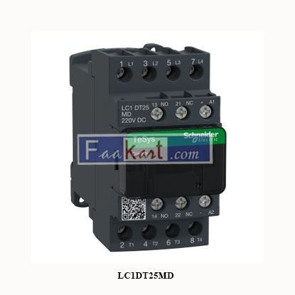 Picture of LC1DT25MD  SCHNEIDER  TeSys D contactor - 4P(4 NO) - AC-1 - <= 440 V 25 A - 220 V DC standard coil