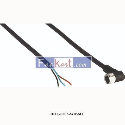 Picture of DOL-0803-W05MC  SICK  Connection lead; M8; PIN: 3; angled; 5m; plug