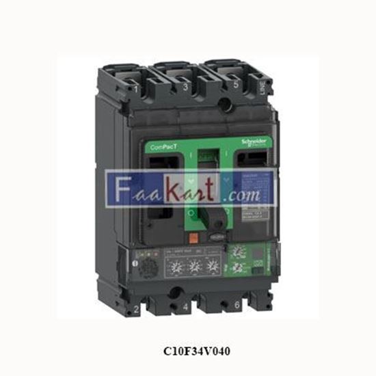 Picture of C10F34V040  SCHNEIDER Circuit breaker ComPacT NSX100F , 36kA at 415VAC, MicroLogic 4.2 Vigi trip unit 40A, 3 poles 3d
