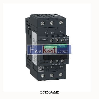 Picture of LC1D65AMD  SCHNEIDER  Deca contactor , 3P(3 NO) , AC-3 , <= 440V, 65 A , 220V DC standard coil