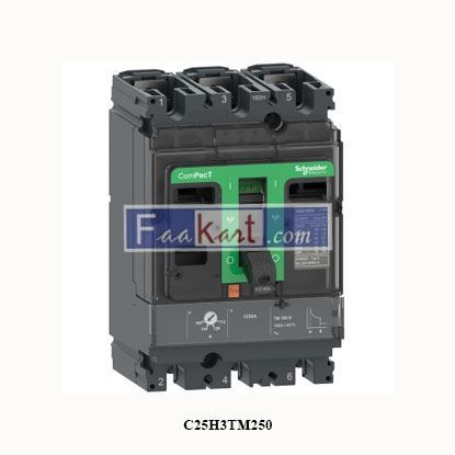 Picture of C25H3TM250  SCHNEIDER  Circuit breaker ComPacT NSX250H, 70kA at 415VAC, TMD trip unit 250A, 3 poles 3d