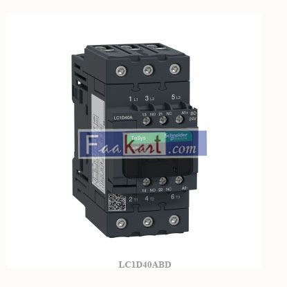 Picture of LC1D40ABD SCHNEIDER  D contactor - 3P(3 NO) - AC-3 - <= 440 V 40 A - 24 V DC standard coil