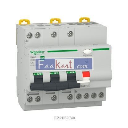 Picture of EZ9D32740  SCHNEIDER  Easy9 RCBO 3P+N 4500 AC 30mA C 40A