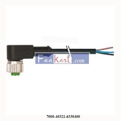 Picture of 7000-40321-6330400  MURR ELEKTRONIK  M12 MALE 0° / M12 FEMALE 90° A-COD. LED PUR 3X0.34 BK UL/CSA+DRAG CH. 4M