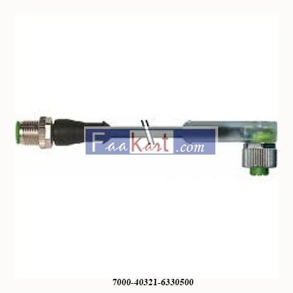 Picture of 7000-40321-6330500  MURRELETRONIK   M12 MALE 0° / M12 FEMALE 90° A-COD. LED PUR 3X0.34 BK UL/CSA+DRAG CH. 5M