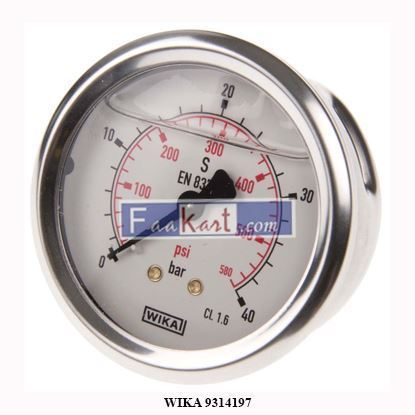 Picture of WIKA 9314197 Analogue Positive Pressure Gauge Back Entry 40bar, Connection Size G 1/4